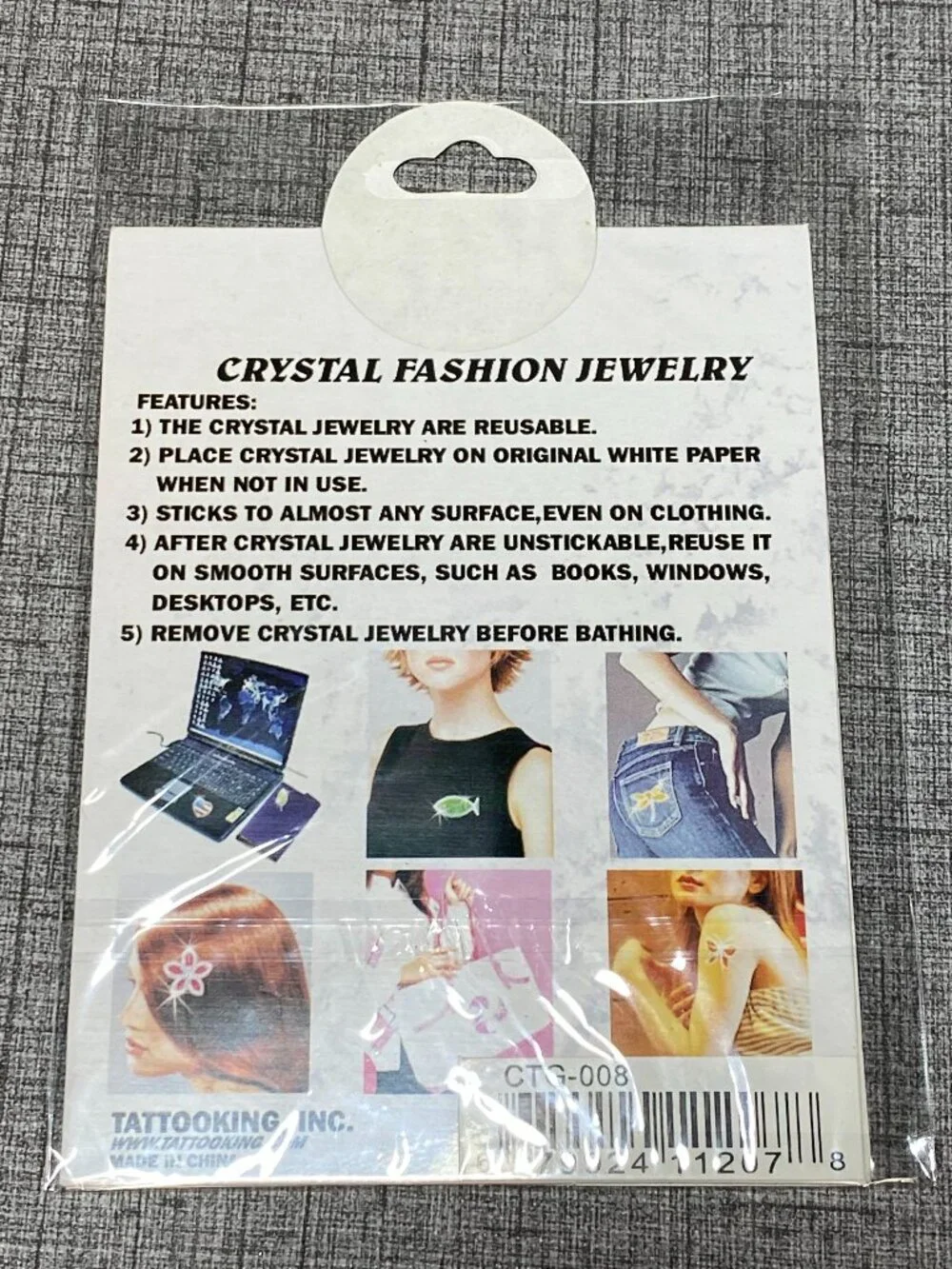 VTG Y2K NOS Crystal Fashion Jewelry Reusable Stickers Tattoo King NEW 15pc Lot B